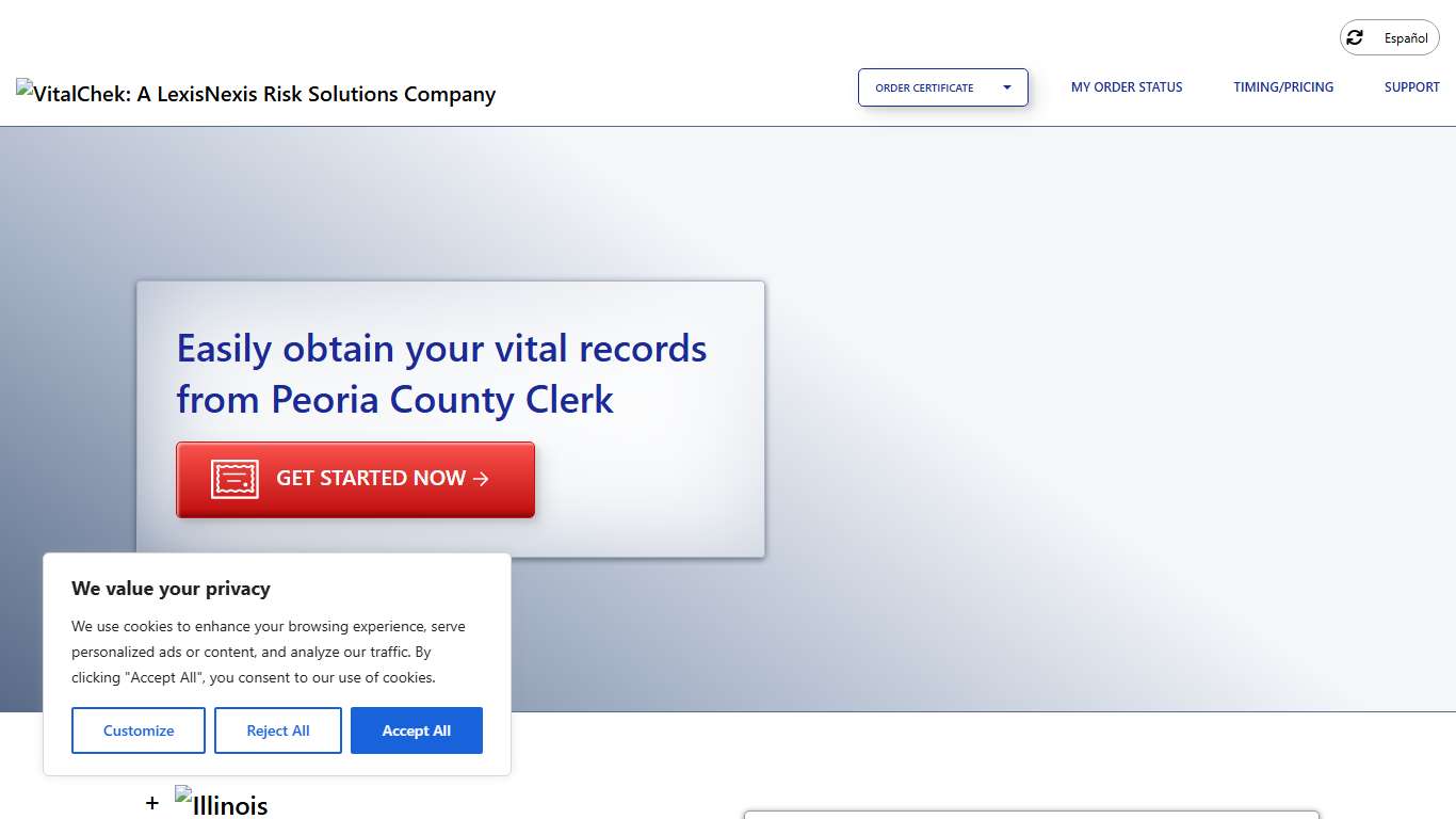 Peoria County Clerk (IL) Order Certificates - VitalChek